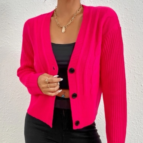 SHEIN Sweaters - Hot Pink Cardigan